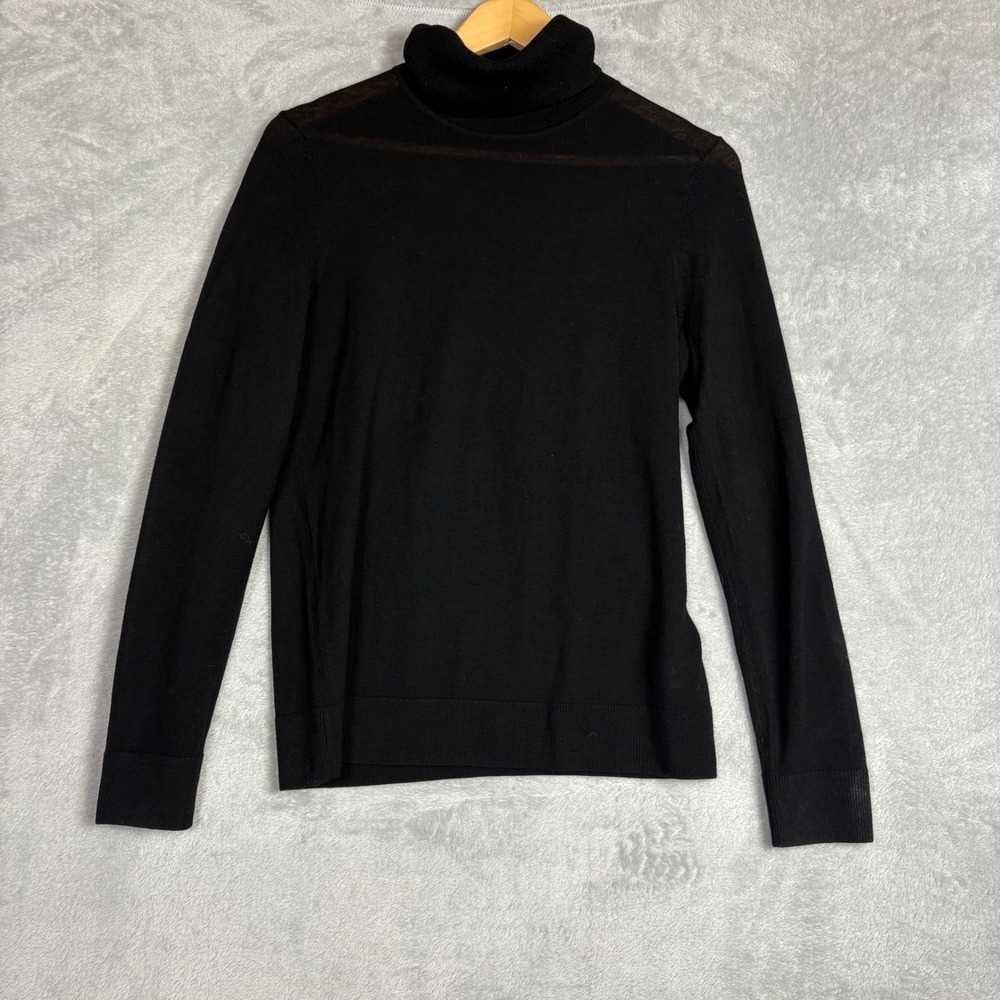 Lord & Taylor‎ Mens Black Extra Fine Merino Wool Turtleneck Sweater Size Medium